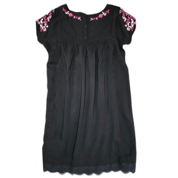 CATHERINE Malandrino Black Floral Embroidered Summer Dress Size Large - Picture 2 of 8